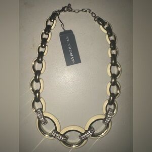 NWT Gold and Cream rhinestone Necklace
